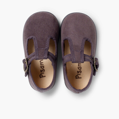 Scarpe Occhio di Bue Bambino effetto Scamosciato Grigio
