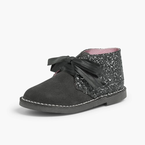 Polacchine Glitter Bambina  Grigio