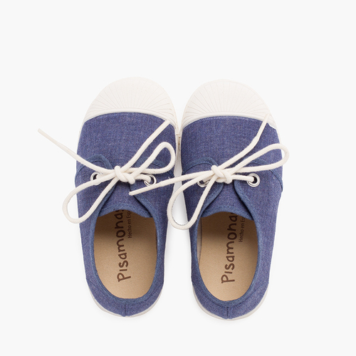 Sneaker Casual in Tela Puntale Gomma Blu jeans