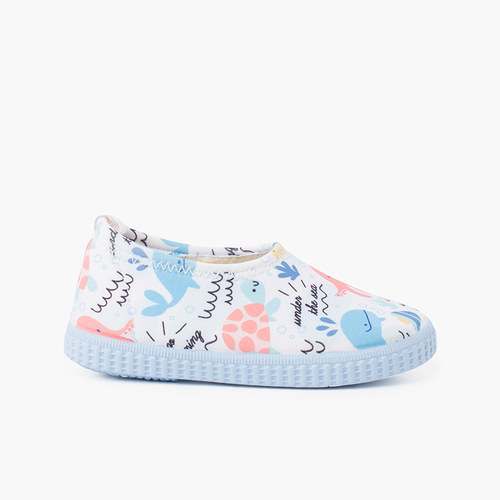 Sneaker chiusa tipo neoprene con disegni Bianco