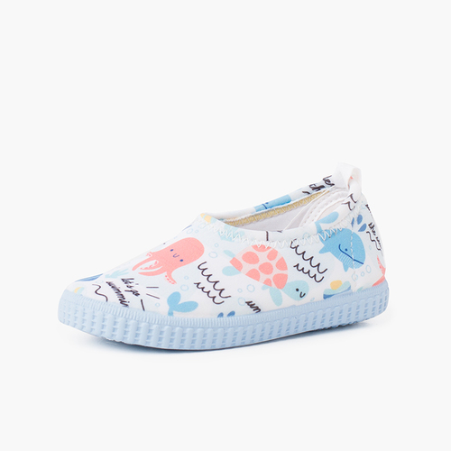 Sneaker chiusa tipo neoprene con disegni Bianco
