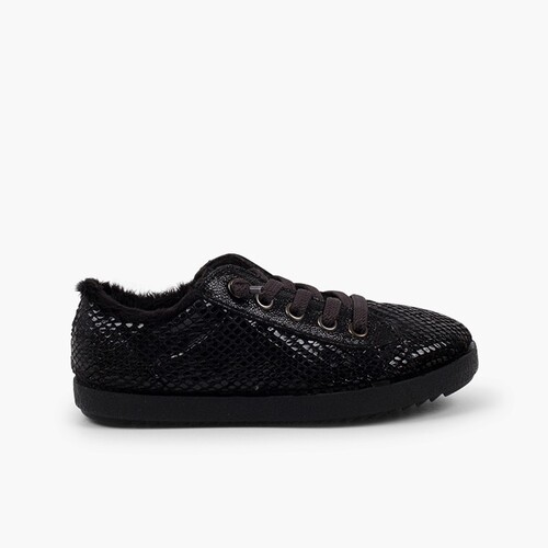 Sneakers animal print serpente interno pelo Nero