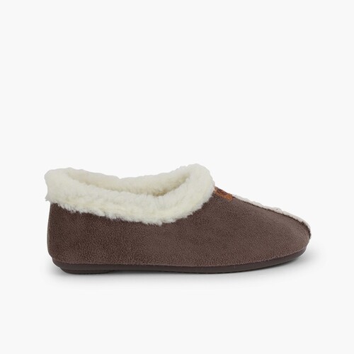 Pantofole Finto Camoscio Fodera tipo Agnello Grigio