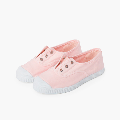 Scarpe Tela Punta Gomma Senza Lacci Rosa Bambino