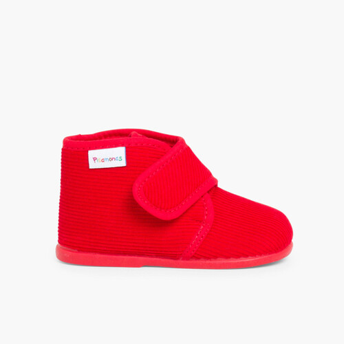 Pantofole Casa Stivaletto Velluto a coste Rosso