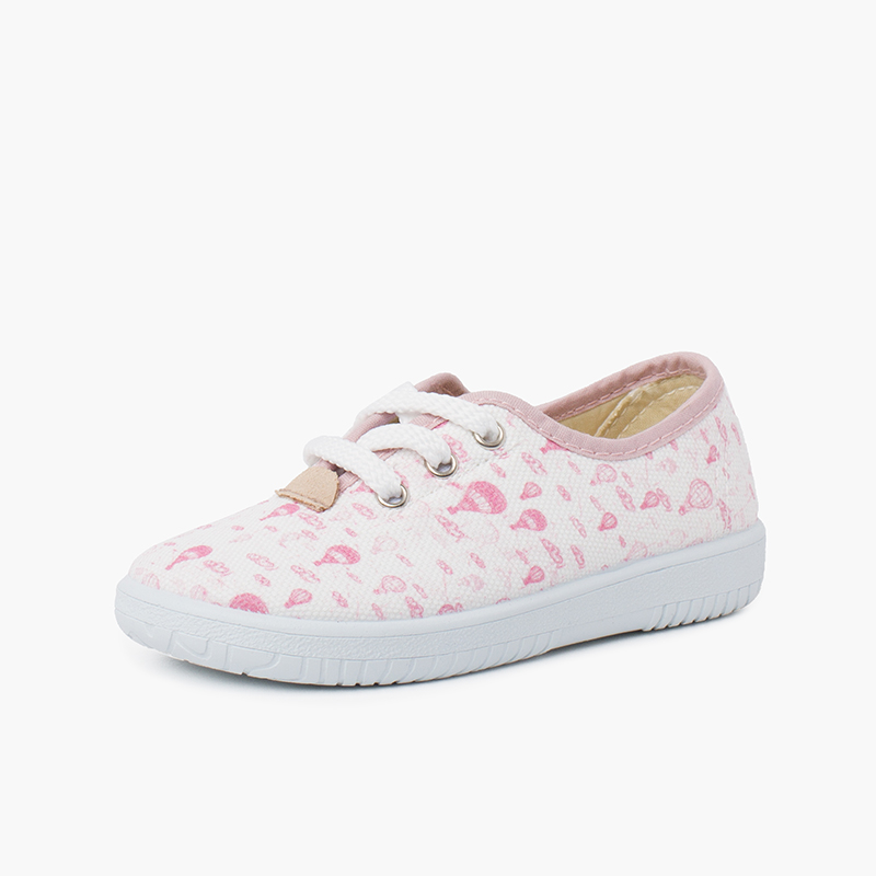 Sneakers Lacci Bambini Tela Palloncini Rosa