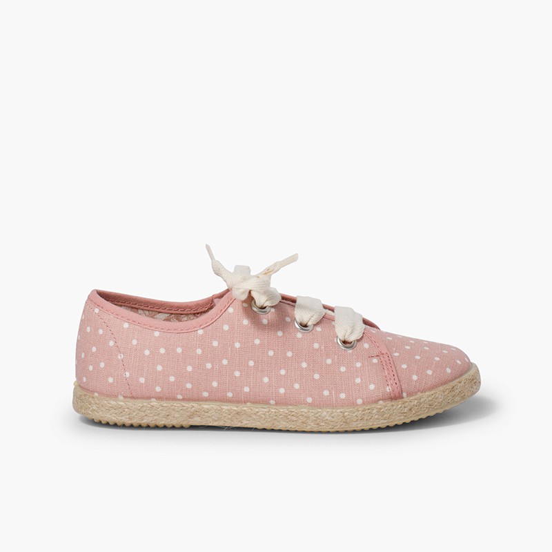 Sneakers tela a pois bambina Rosa