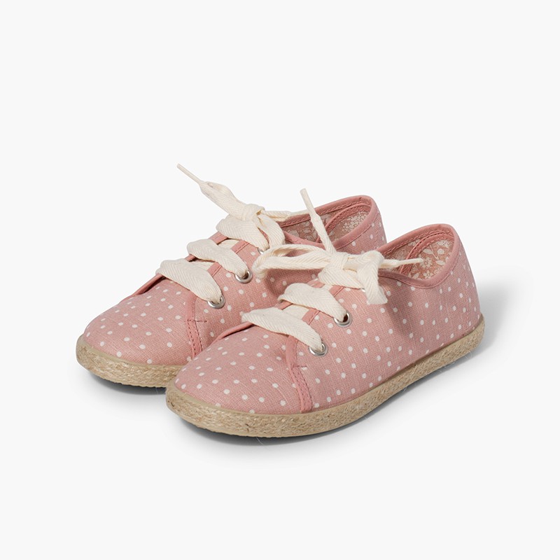 Sneakers tela a pois bambina Rosa
