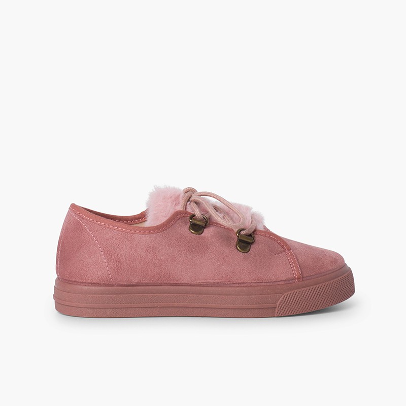 Sneakers da bambina con suola larga e pelliccia Rosa