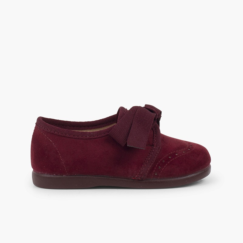 Scarpe bambino tipo blucher con fiocco e impunture  Bordeaux