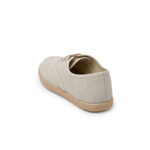 Espadrillas Pisamonas In Lino Con Merletti - Scarpe In Tela Con Suola In Gomma, Chiusura A Strappo, Made In Spain