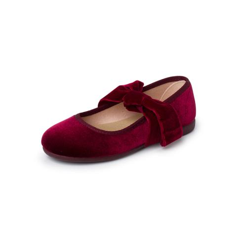Ballerine Con Cinturino Pisamonas - Similpelle E Fiocco Velluto, Per Bambine - Comode, Eleganti, Fatte In Spagna
